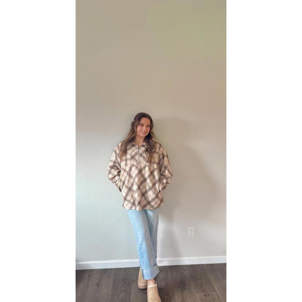 Plaid Pullover (Beige)
